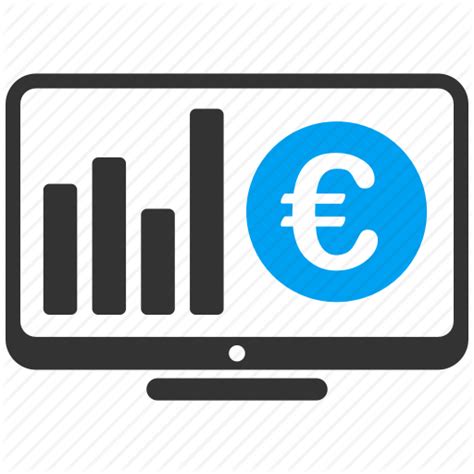 Simple color financial management reports icon. Business, desktop, display, euro, european, monitor, stock ...