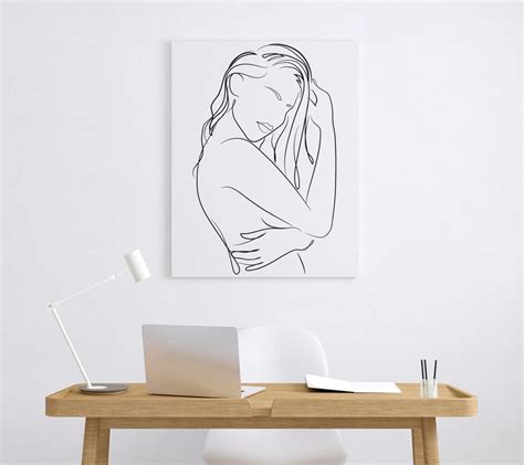 Woman One Line Drawing Female Figure Printable Wall Art Nude Etsy