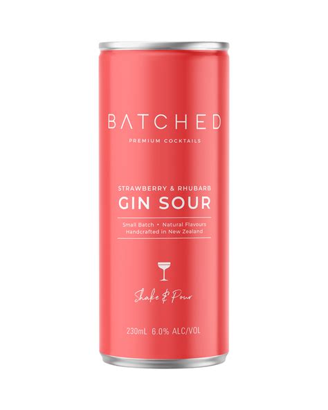 Batched Strawberry And Rhubarb Gin Sour 230ml 4 Cans Liquid Library