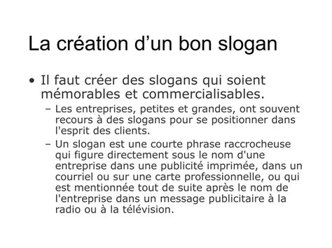 Ppt La Création Dun Bon Slogan Powerpoint Presentation Free