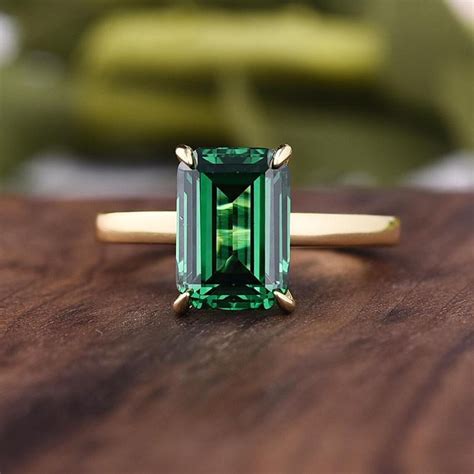 Green Emerald Moissanite Ring Colored Moissanite Ring Yellow Etsy Uk