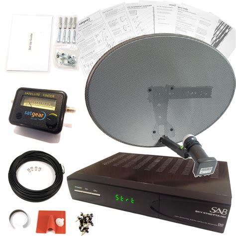 Satgear Satellite Dish Kit Fta Hd Receiver Quad Lnb 35m Twin Cable