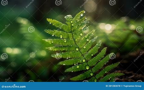 Vibrant Foliage in Dewy Rainforest, New Life in Tranquil Surroundings