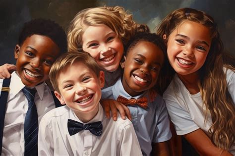 Premium Photo Group Of Children In School Uniform Smiling And Looking