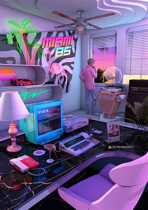 Synthwave Artwork Season 4 Retro Room Neon Room Aesthetic Bedroom