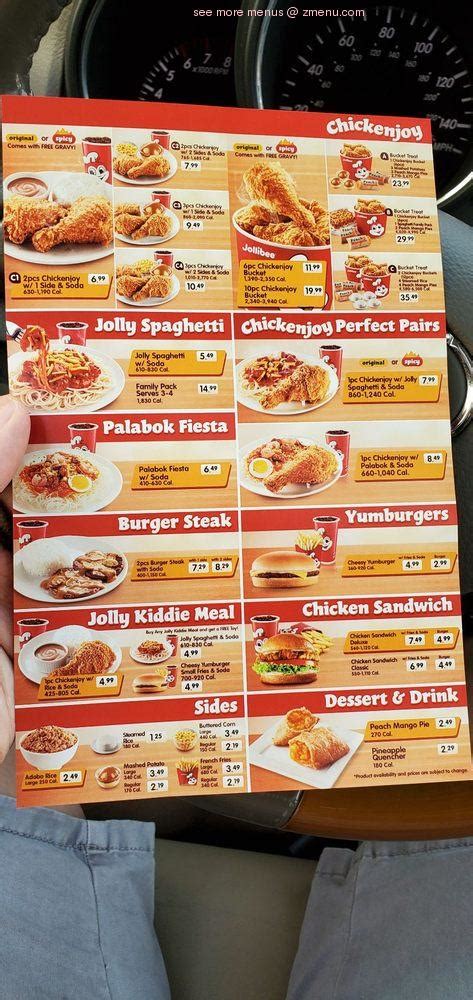 Menu At Jollibee Fast Food Edison