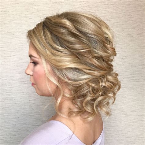 Blonde Curly Updo For Prom Medium Length Hair Styles Updos For