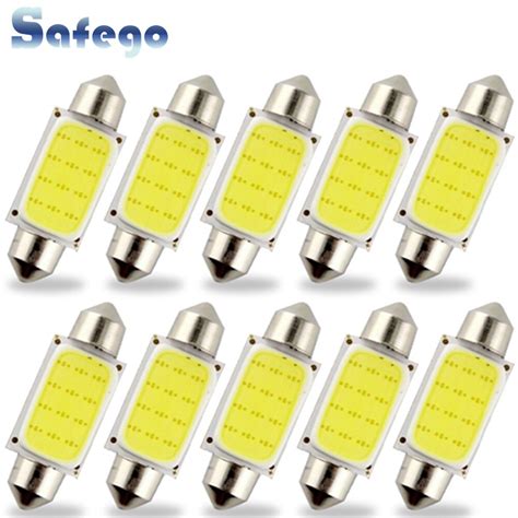 Safego 10pcs C5w Led Cob Festoon 31mm 36mm 39mm 42 41mm Bulbs For Car License Plate Light
