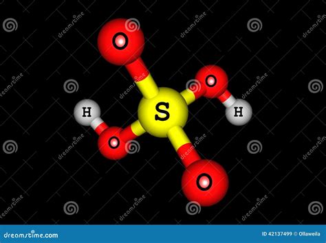 Estrutura Molecular ácida Do Enxofre No Fundo Preto Ilustração Stock