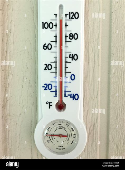 Outside Temperature Gauge Reading Over 110f Stock Photo Alamy