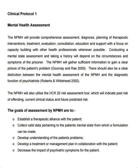 Free Sample Mental Health Assessments In Ms Word Pdf