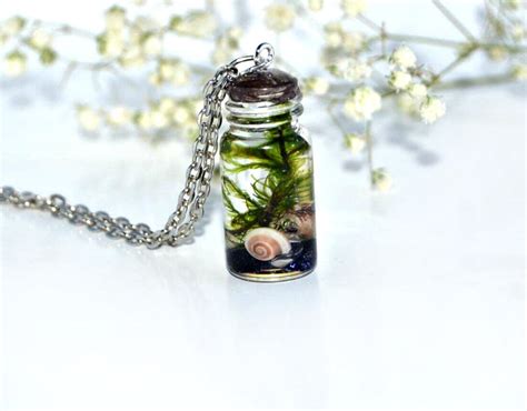 Pendant Miniature Terrarium Bottle Transparent Moss Necklace Etsy