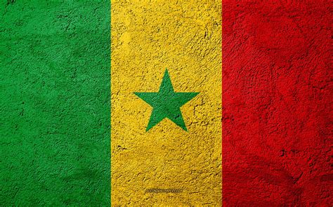 Flag Of Senegal Concrete Texture Stone Background Senegal Flag