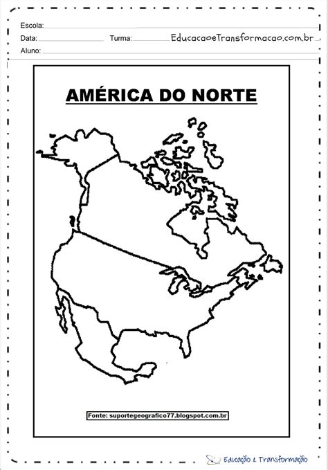 pronta atividade geografia educacao america do norte mapa mudo images