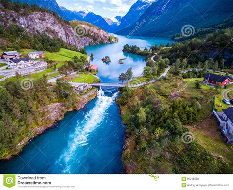 Beautiful Nature Norway Aerial Photography Stock Photo