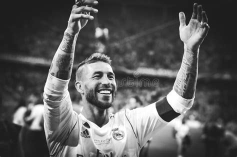 Kyiv Ukraine May 26 2018 Sergio Ramos Of Real Madrid Celebrate The