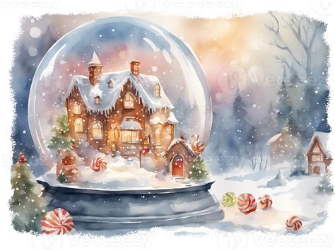 Whimsical Christmas Snow Globe Illustration Ai Generated 27708885 Png