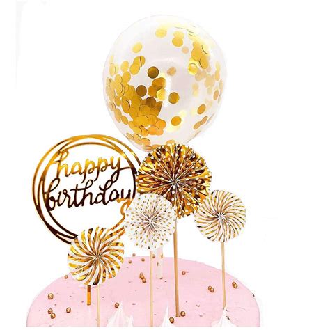 Buy Massmart Happy Birthday Cake Toppersgold Series Of Paper Fans