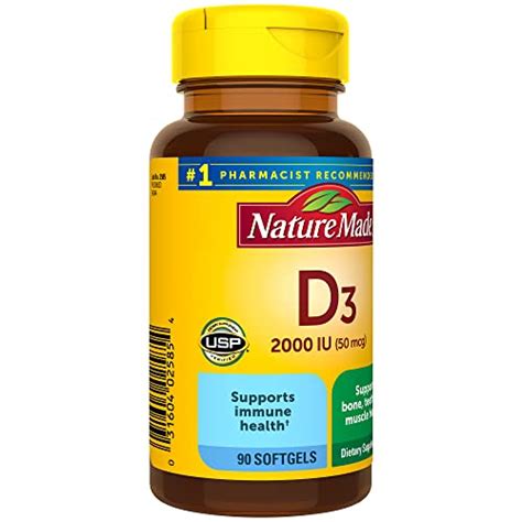 Nature Made Vitamin D3 2000 Iu 50 Mcg Dietary Supplement For Bone