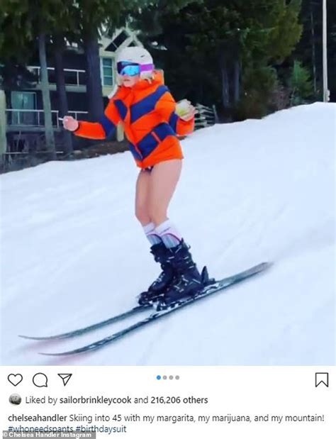 Chelsea Handler Skis Pantsless With A Drink And Joint In Hand For Her