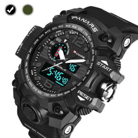 men s military watch men s casual digital sports watch dual display waterproof tactical wrist