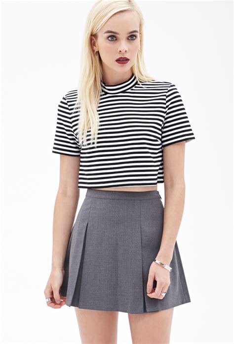 Forever 21 Pleated Mini Skirt In Gray Lyst