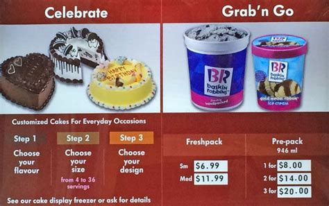 Check out the latest promotions, catalogue, freebies(free voucher/sample/coupons), warehouse sales and sales in malaysia. Baskin Robbins Menu, Menu for Baskin Robbins, Brampton ...