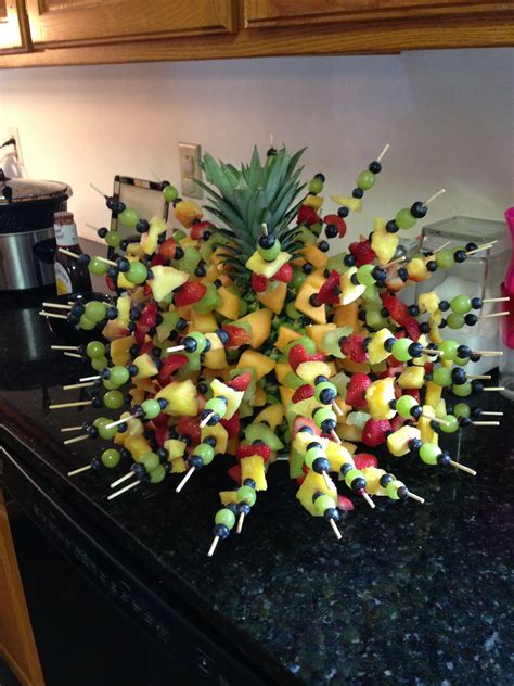 Whole Pineapple With Skewers Of Fruit Saw This At Another Grad Party