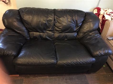 Black 2 Seater Leather Sofa For Sale In Boreham Essex Gumtree