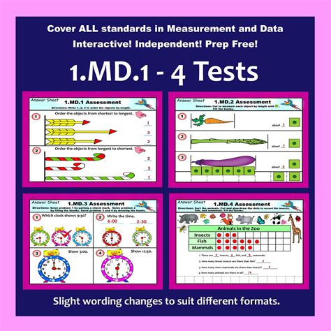 First Grade Math Measurement And Data 1md Tests Made By Teachers