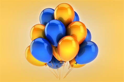 Обои для телефона шарики отдых праздник синий желтый воздушные шары