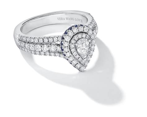Vera Wang Love Collection 1 Ct Tw Pear Shaped Diamond And Sapphire