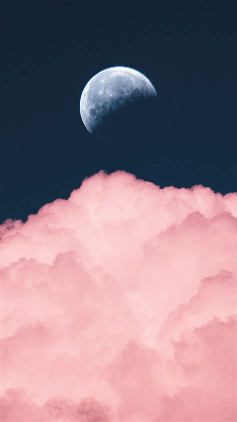 Download Wallpaper 1350x2400 Sky Moon Cloud Pink Iphone 876s6