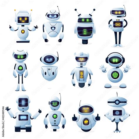 Robots And Chatbots Ai Bots Characters Vector Cartoon Vector Future