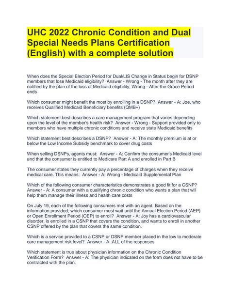 SOLUTION: Uhc 2022 chronic condition and dual special needs plans