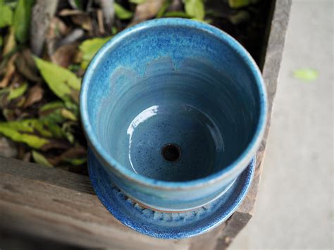 Handmade Ceramic Planter With Drainage And Plate 425w Etsy