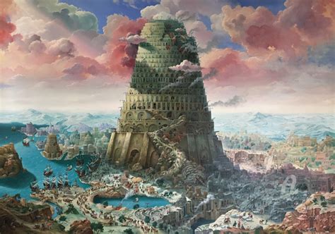 The Tower Of Babel Big Painting By Alexander Mikhalchyk Artmajeur