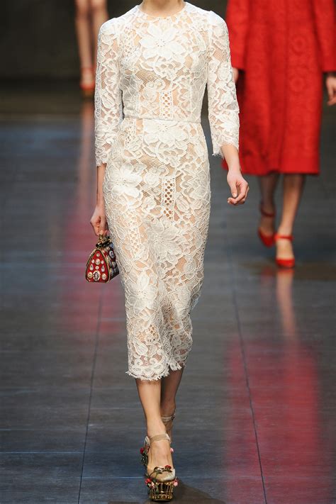 Lyst Dolce And Gabbana Lace And Silk Organza Midi Dress In White