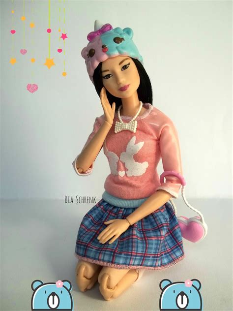 Hausderpuppen Barbie® Fashionistas® Doll Asian Leaneko Doll Pink Kitty Meow Dress 2015 ~cln66