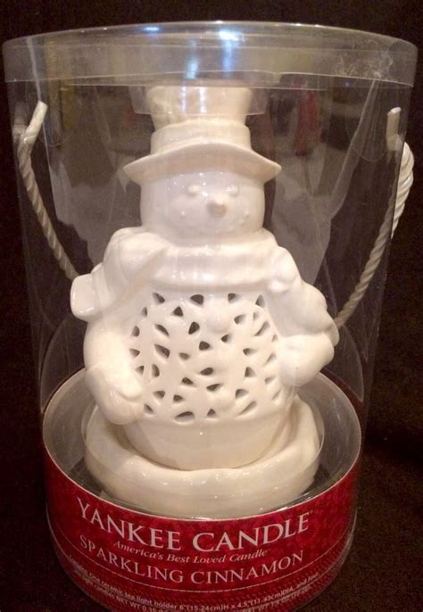 Yankee Candle Snowman And Bird Tea Light Luminary Holder White Ceramic