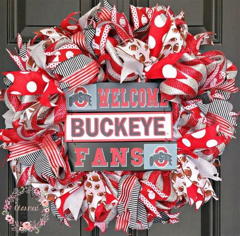 Ohio State Buckeye Wreath Deco Mesh Welcome Buckeye Fans Creation By