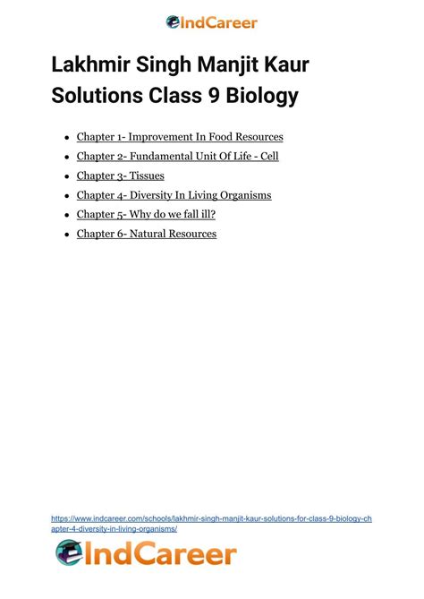 Lakhmir Singh Manjit Kaur Solutions For Class 9 Biology Chapter 4