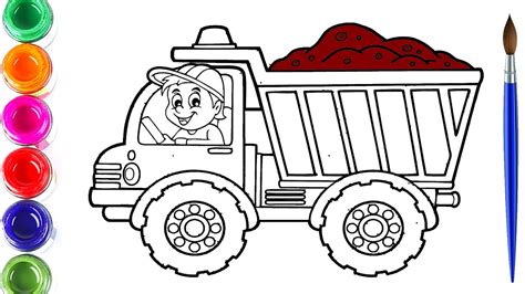 Garbage Truck Drawing And Coloring For Kids Kids Art How To Draw