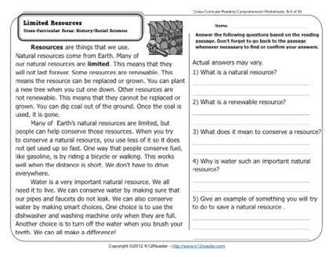 images  natural resources worksheets  grade reading