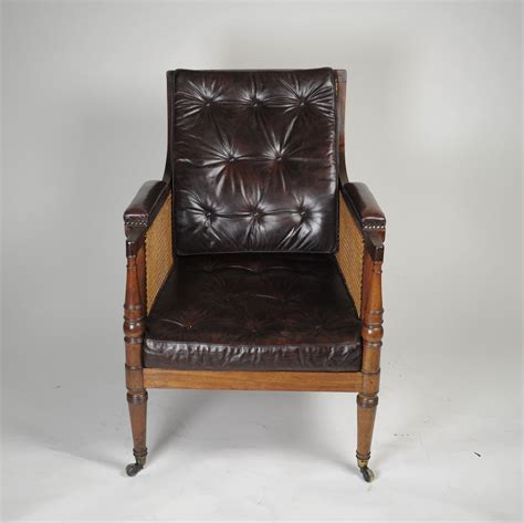 Regency Mahogany Bergère Armchair With Leather Cushions Christopher