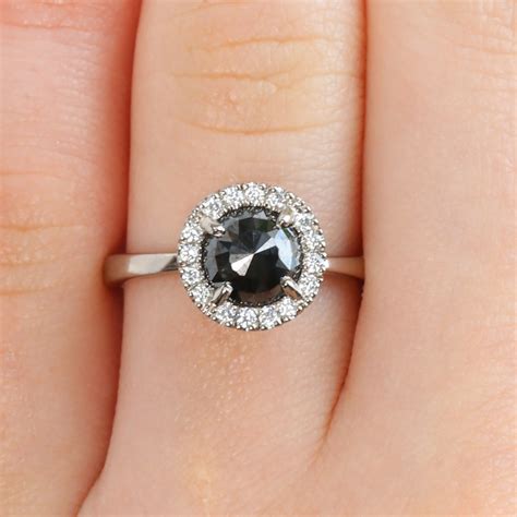 Black Diamond Halo Ring Diamond Engagement Rings Lilia Nash Jewellery
