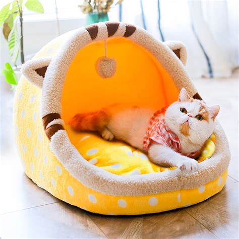 Cute Cat Soft House Pet Cats Bed Warm Nest For Small Dog Sleeping