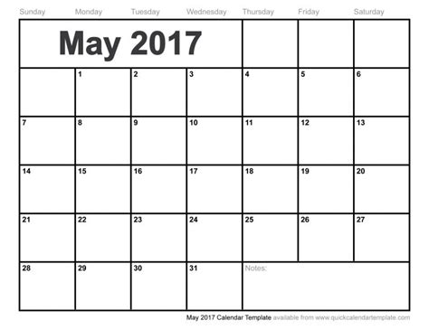 May 2017 Calendar Template Templates Free Printable