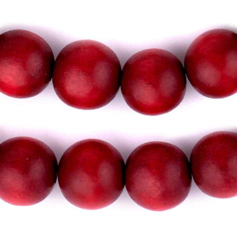 Red Round Natural Wood Beads 18mm — The Bead Chest
