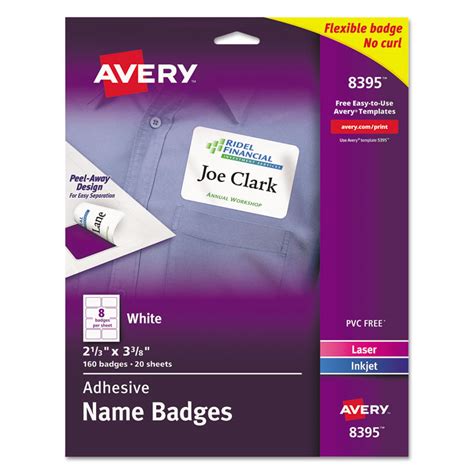 Ave8395 Avery® 8395 Flexible Adhesive Name Badge Labels 338 X 233